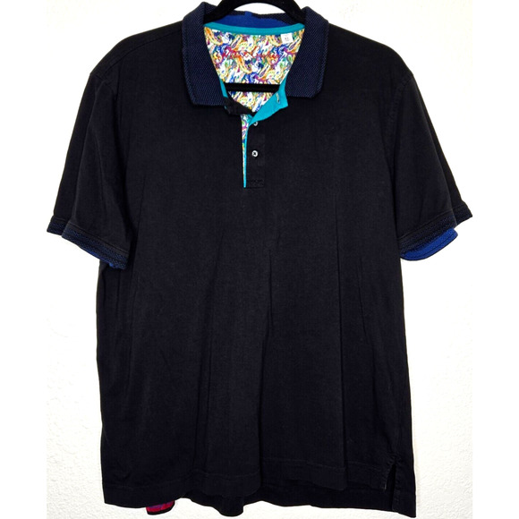 Robert Graham Mens Polo Shirt XL Black Classic Fit Knowledge Wisdom Truth Preppy - Picture 1 of 9